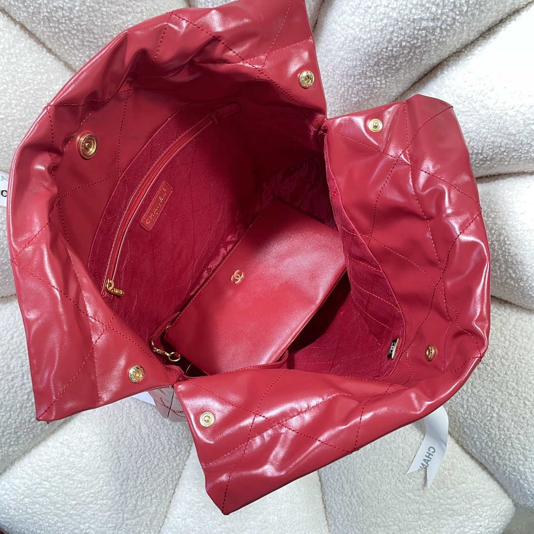 Chanel 22 Handbag Shiny Calfskin AS3261 Red - Default Title - View 7