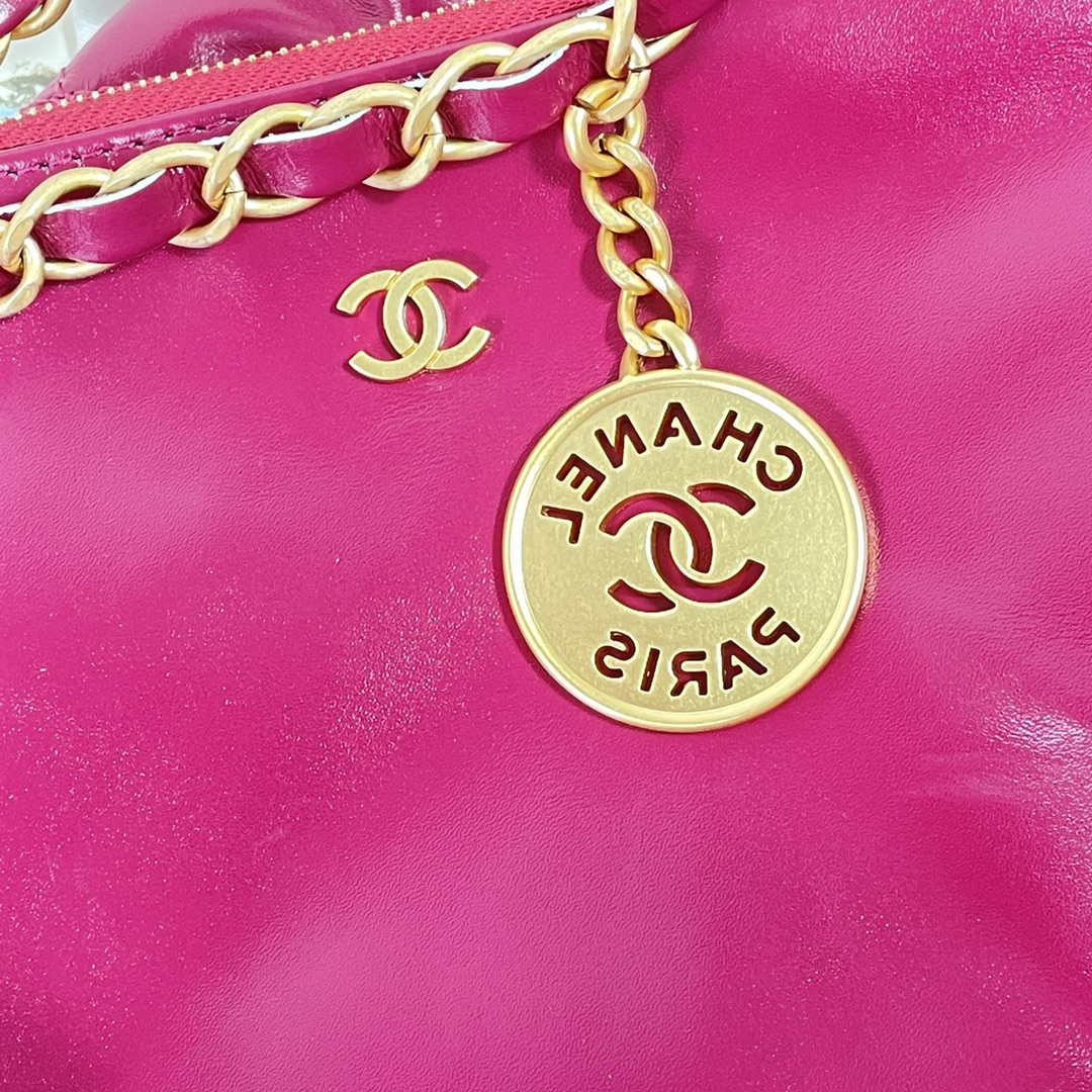 Chanel 22 Handbag Shiny Calfskin AS3261 Rose Red - Default Title - View 6