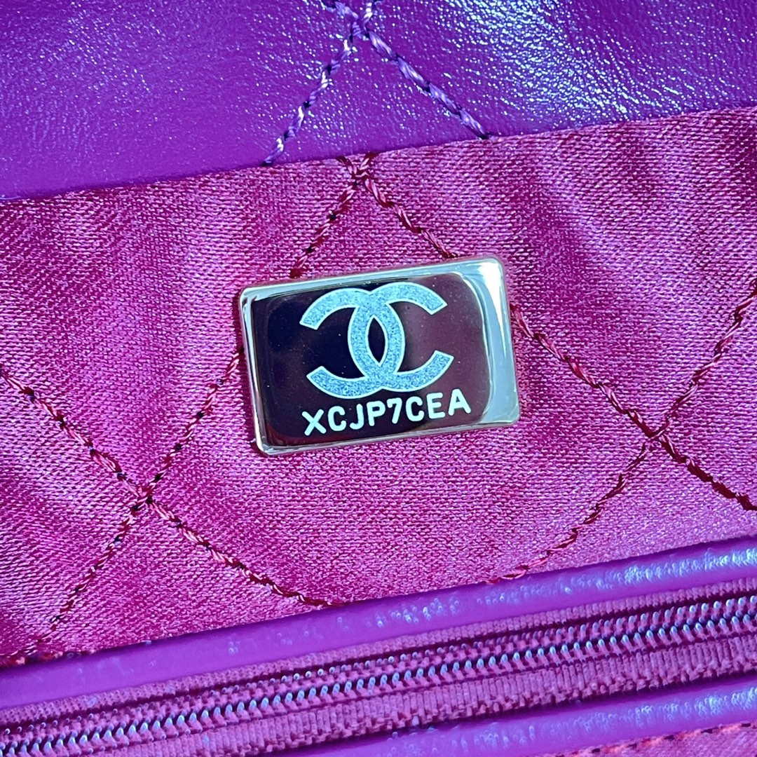 Chanel 22 Handbag Shiny Calfskin AS3261 Rose Red - Default Title - View 8