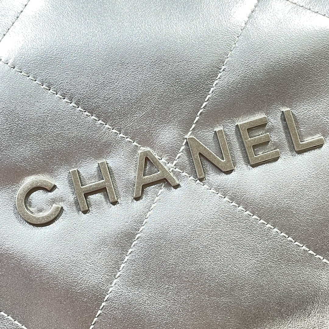 Chanel 22 Handbag Shiny Calfskin AS3261 Silver - Default Title - View 5