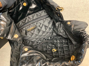 Chanel 22 Handbag Shiny Calfskin Gold AS3261 Black - Default Title - View 7