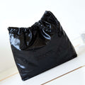 Chanel 22 Handbag Shiny Calfskin Gold AS3261 Black with Black Logo - Default Title - View 1