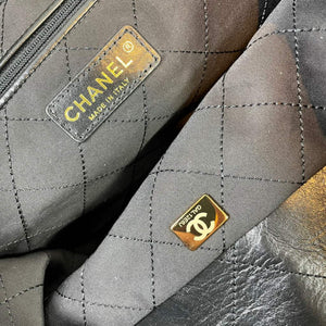 Chanel 22 Handbag Shiny Calfskin Gold AS3261 Black with white logo - Default Title - View 9