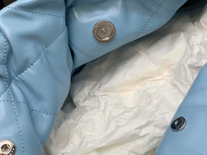 Chanel 22 Handbag Shiny Calfskin Gold AS3261 Light Blue Silver - Default Title - View 8