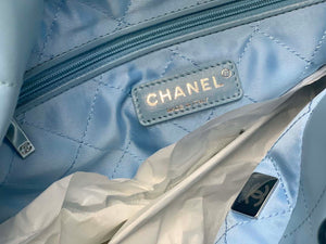 Chanel 22 Handbag Shiny Calfskin Gold AS3261 Light Blue Silver - Default Title - View 9