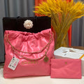 Chanel 22 Handbag Shiny Calfskin Gold AS3261 Pink - Default Title - View 1