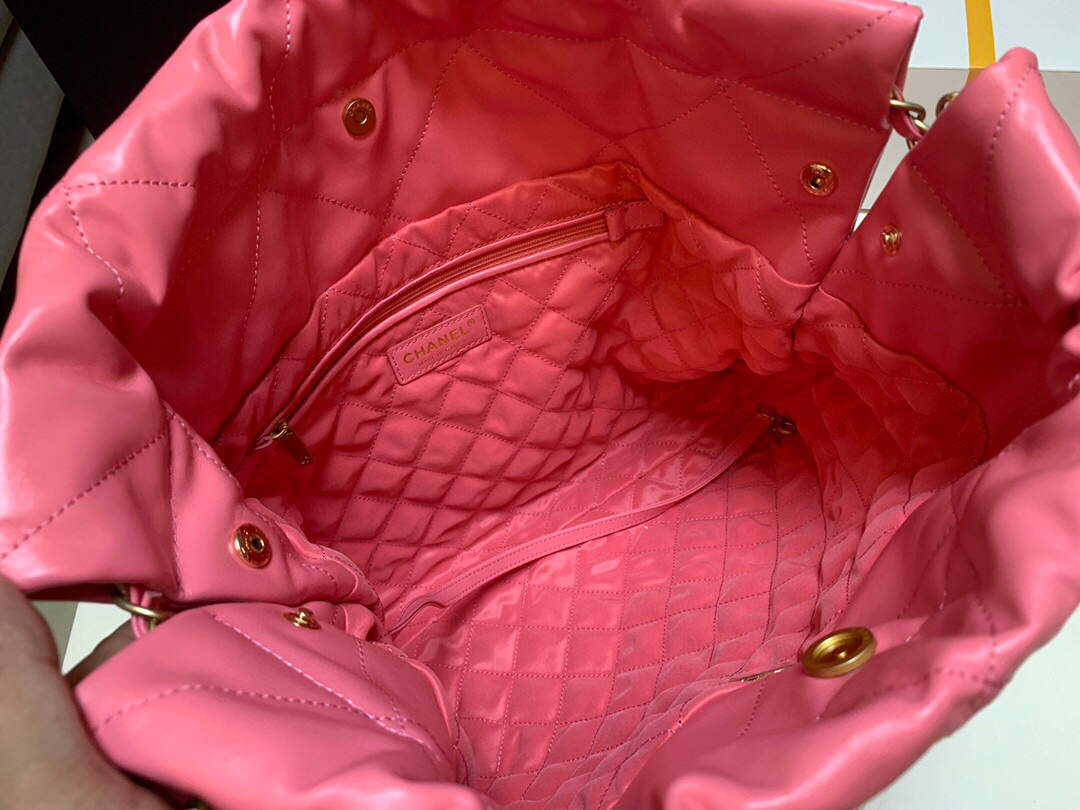 Chanel 22 Handbag Shiny Calfskin Gold AS3261 Pink - Default Title - View 7