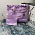 Chanel 22 Handbag Shiny Calfskin Gold AS3261 Purple - Default Title - View 1