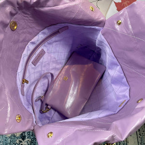 Chanel 22 Handbag Shiny Calfskin Gold AS3261 Purple - Default Title - View 7