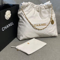 Chanel 22 Handbag Shiny Calfskin Gold AS3261 White - Default Title - View 1