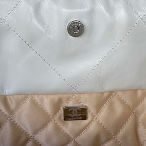 Chanel 22 Handbag Shiny Calfskin Gold AS3261 White with Silver Logo - Default Title - View 9