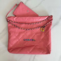 Chanel 22 Handbag Shiny Pink Calfskin AS3261 with Symphony Hardware - Default Title - View 1