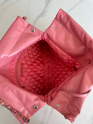 Chanel 22 Handbag Shiny Pink Calfskin AS3261 with Symphony Hardware - Default Title - View 7
