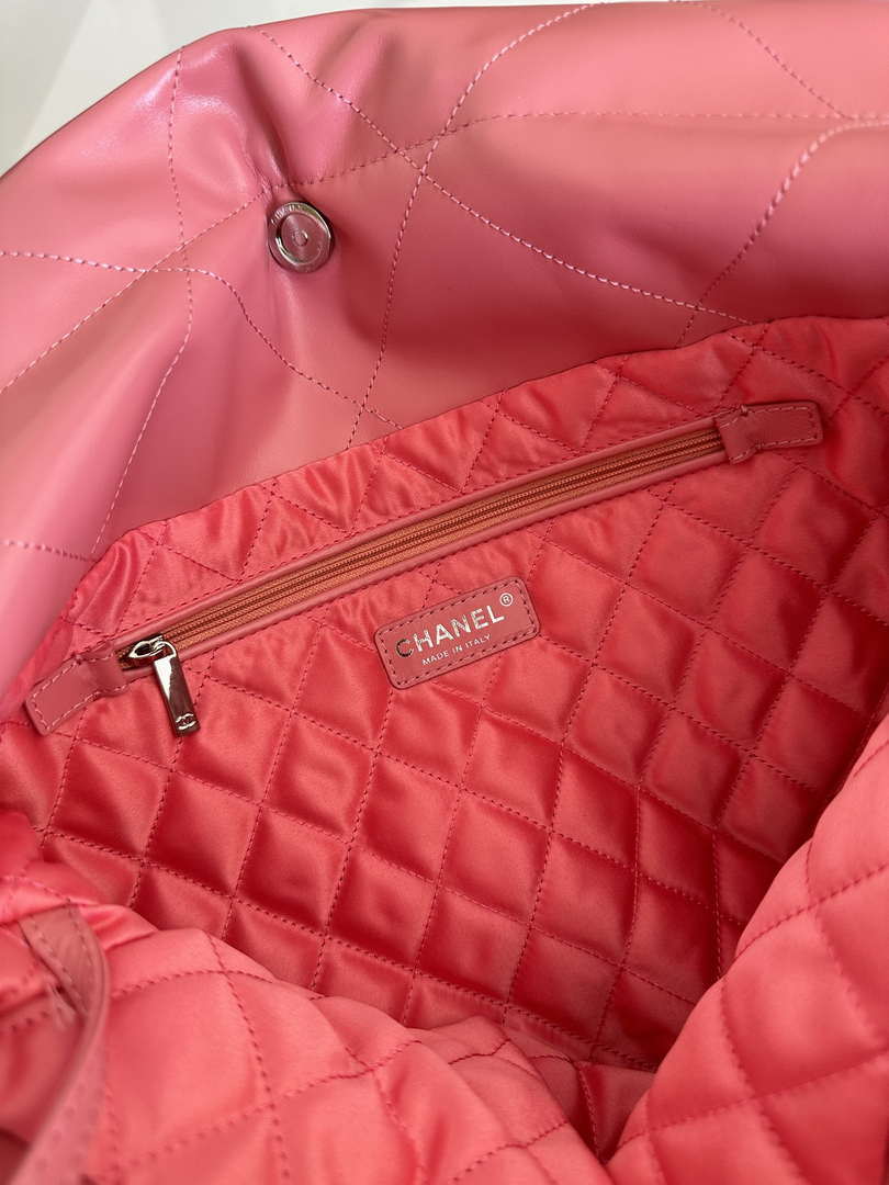 Chanel 22 Handbag Shiny Pink Calfskin AS3261 with Symphony Hardware