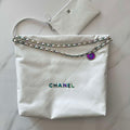 Chanel 22 Handbag Shiny White Calfskin AS3261 with Symphony Hardware - Default Title - View 1