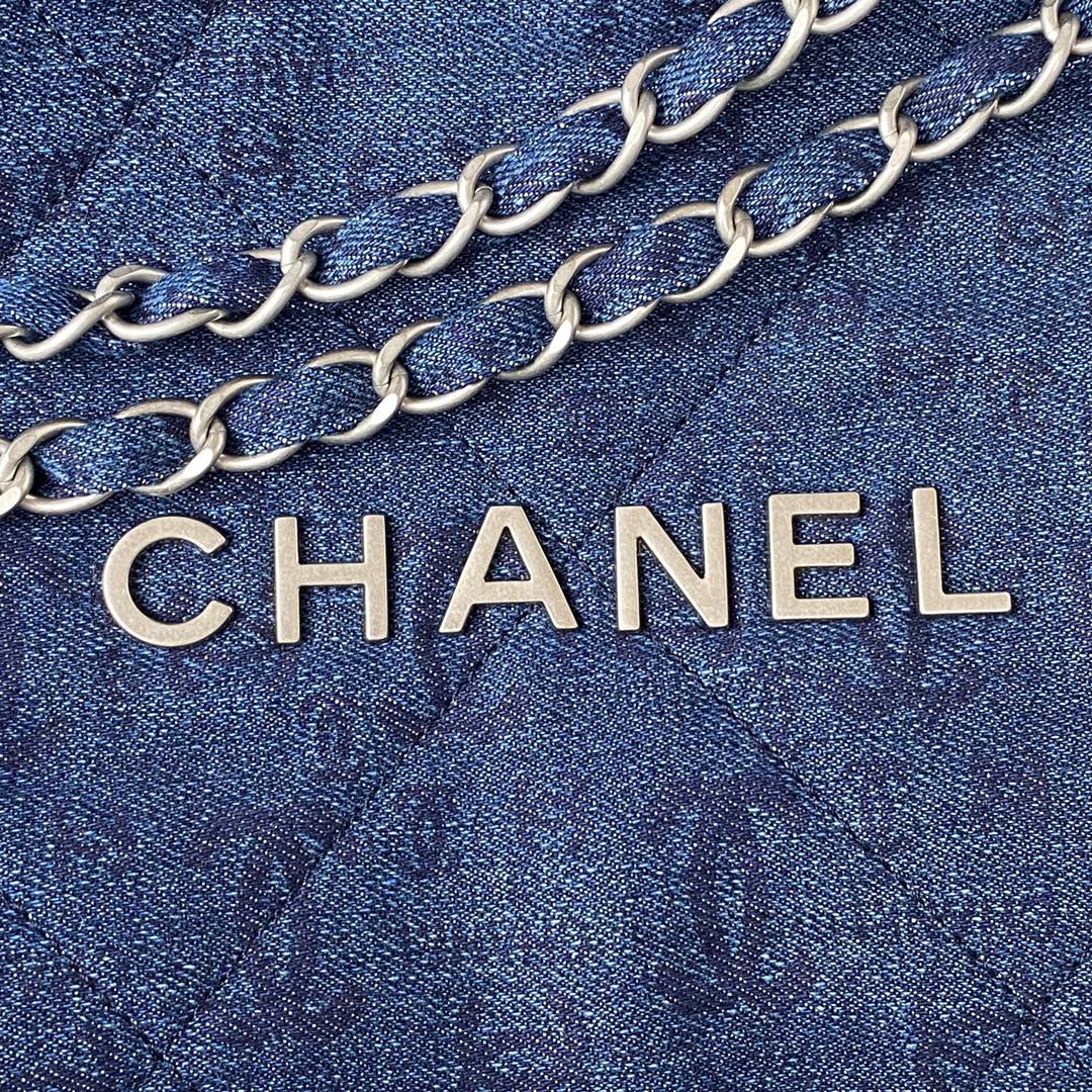 Chanel 22 Handbag Silver-Tone Metal Canvas AS3260 Blue denim - Default Title - View 2