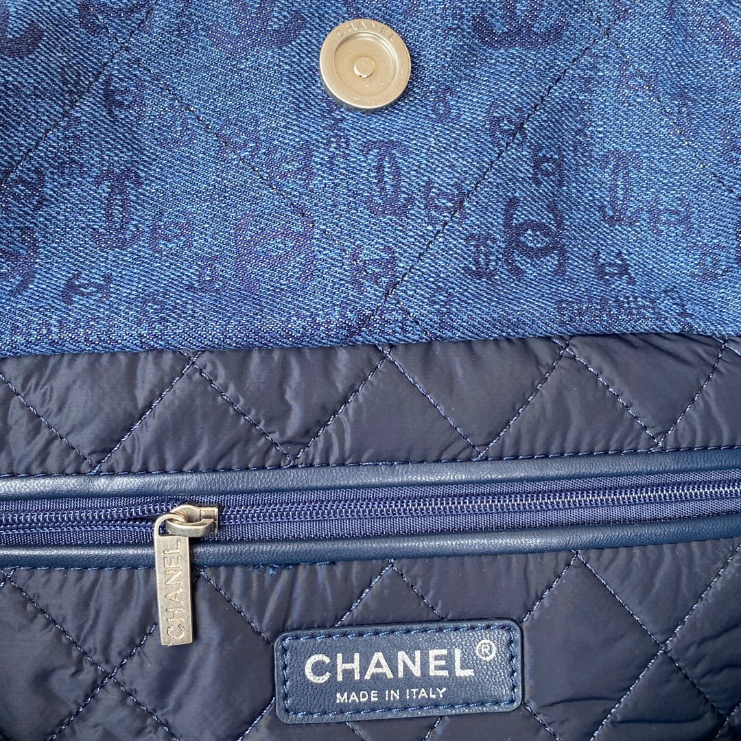 Chanel 22 Handbag Silver-Tone Metal Canvas AS3261 Blue denim - Default Title - View 6