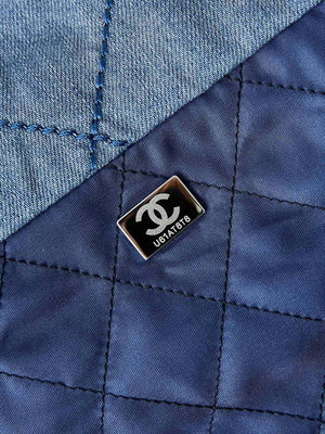 Chanel 22 Handbag Washed Denim & Silver-Tone Metal AS3261 Blue - Default Title - View 9