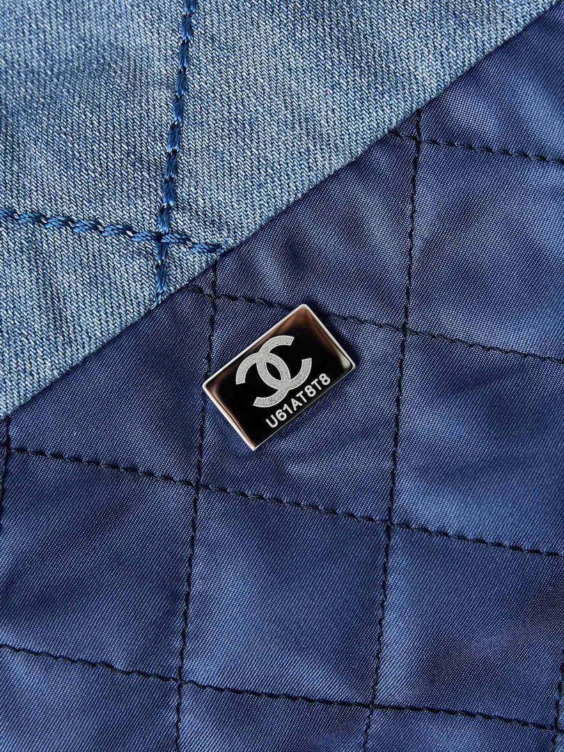 Chanel 22 Handbag Washed Denim & Silver-Tone Metal AS3261 Blue - Default Title - View 9