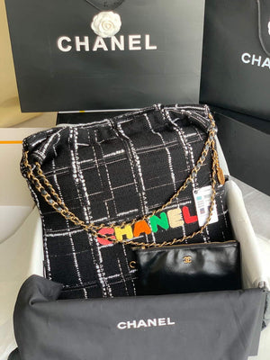 Chanel 22 Large Handbag Clothes Gold-Tone Metal AS3262 Black - Default Title - View 2