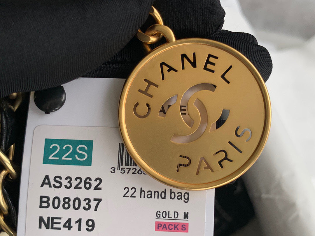Chanel 22 Large Handbag Clothes Gold-Tone Metal AS3262 Black - Default Title - View 3