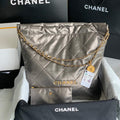 Chanel 22 Large Handbag Shiny Calfskin Gold-Tone Metal AS3262 Ruthenium - Default Title - View 1