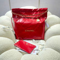 Chanel 22 Large Handbag Shiny Calfskin AS3262 Red - Default Title - View 1
