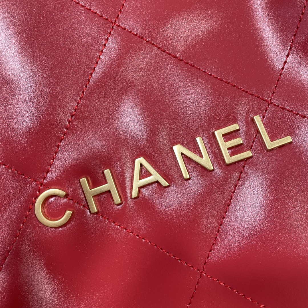 Chanel 22 Large Handbag Shiny Calfskin AS3262 Red - Default Title - View 5