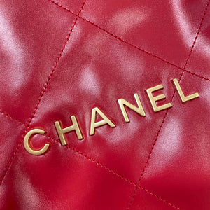 Chanel 22 Large Handbag Shiny Calfskin AS3262 Red - Default Title - View 5