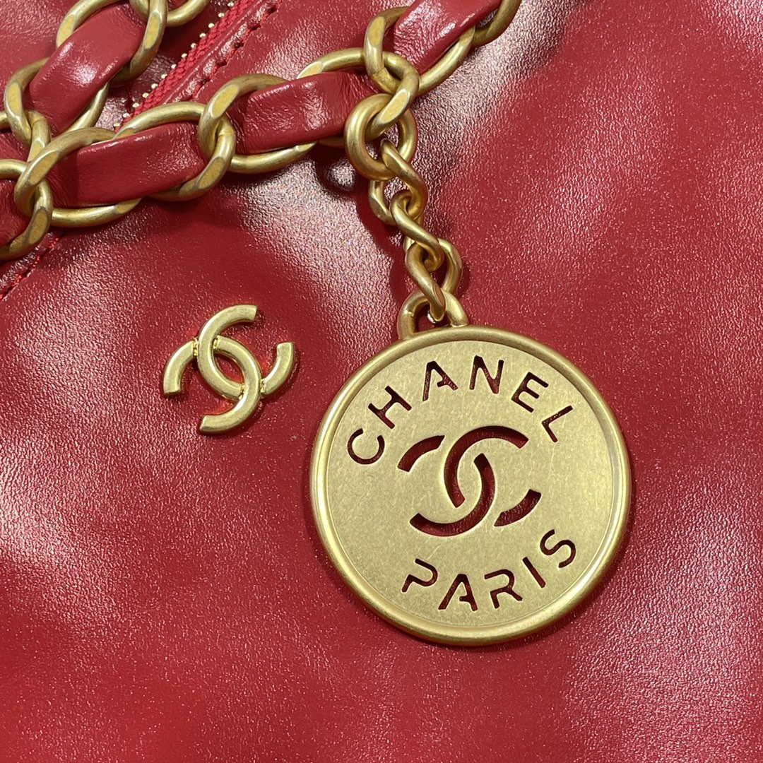 Chanel 22 Large Handbag Shiny Calfskin AS3262 Red - Default Title - View 6