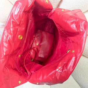 Chanel 22 Large Handbag Shiny Calfskin AS3262 Red - Default Title - View 7