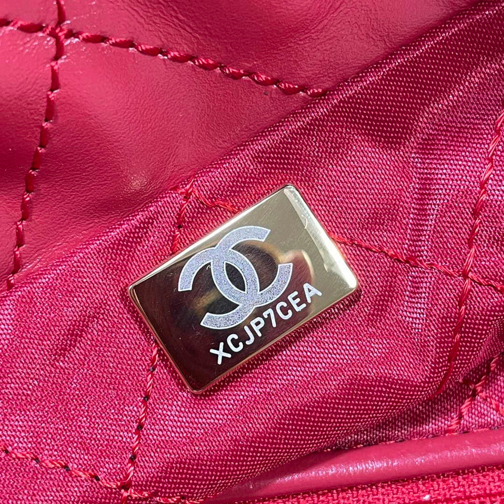 Chanel 22 Large Handbag Shiny Calfskin AS3262 Red