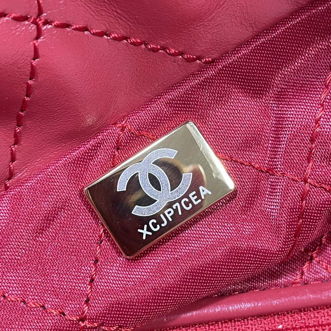 Chanel 22 Large Handbag Shiny Calfskin AS3262 Red - Default Title - View 8