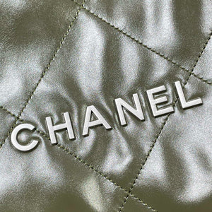 Chanel 22 Large Handbag Shiny Calfskin AS3262 Dark Green - Default Title - View 5