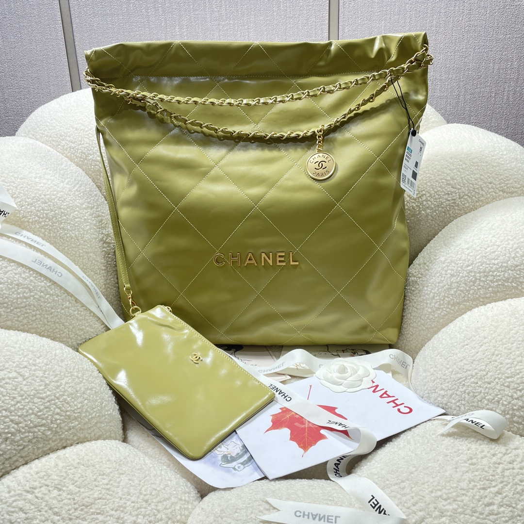 Chanel 22 Large Handbag Shiny Calfskin AS3262 Light Green - Default Title - View 1