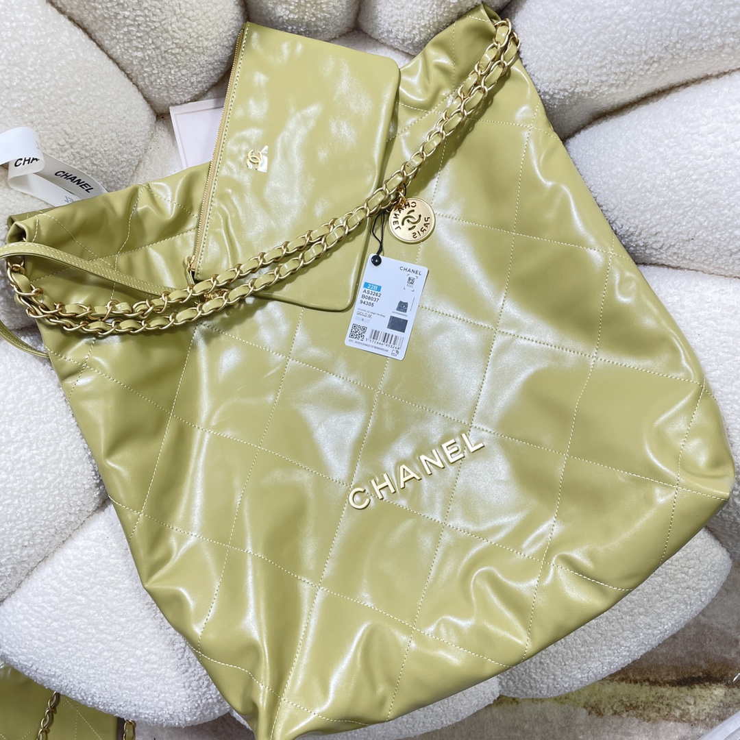 Chanel 22 Large Handbag Shiny Calfskin AS3262 Light Green - Default Title - View 4