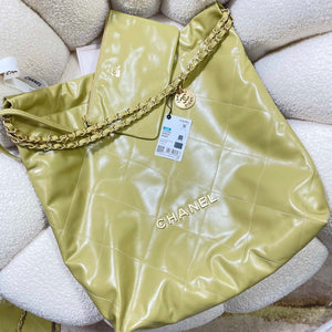 Chanel 22 Large Handbag Shiny Calfskin AS3262 Light Green - Default Title - View 4