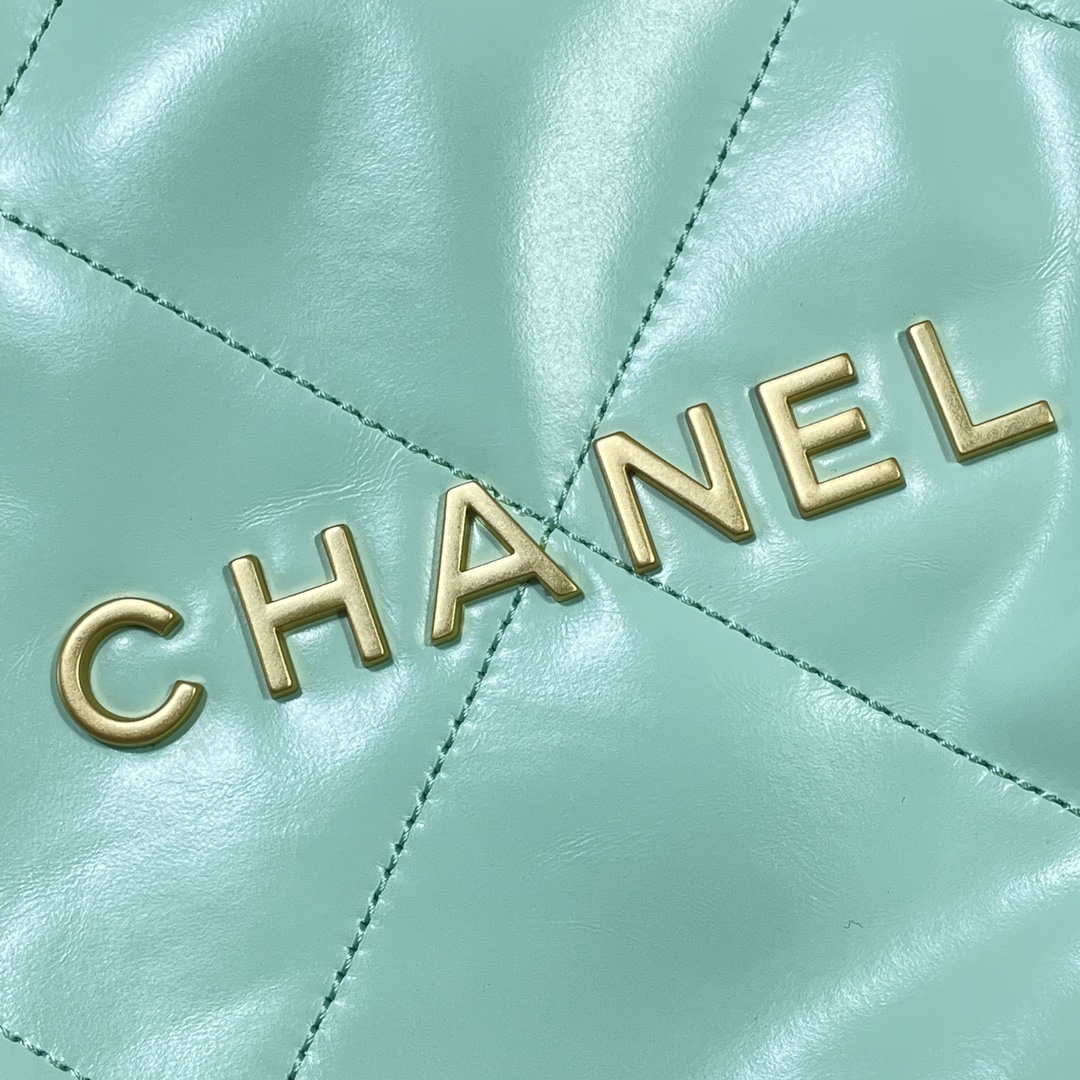 Chanel 22 Large Handbag Shiny Calfskin AS3262 Mint Green - Default Title - View 8
