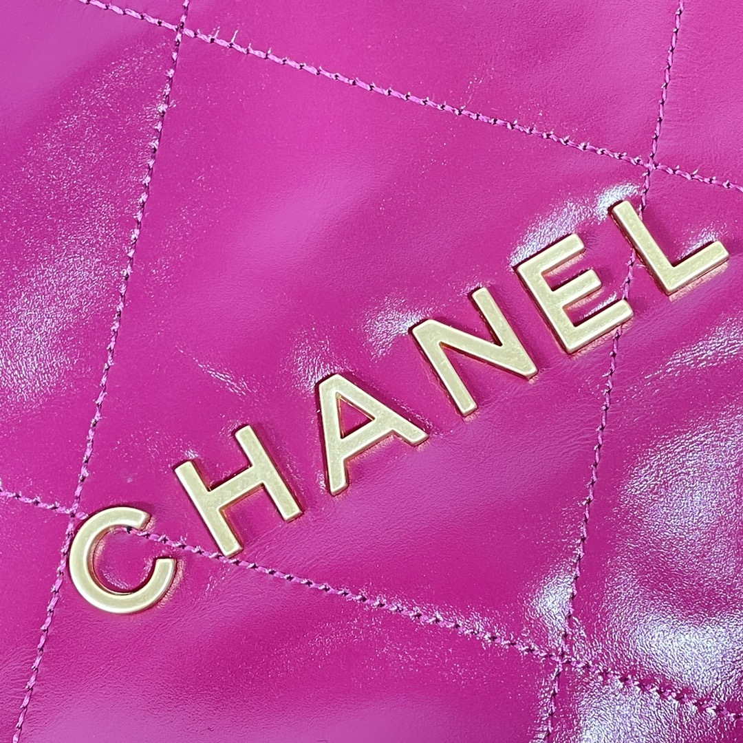 Chanel 22 Large Handbag Shiny Calfskin AS3262 Rose Red - Default Title - View 5