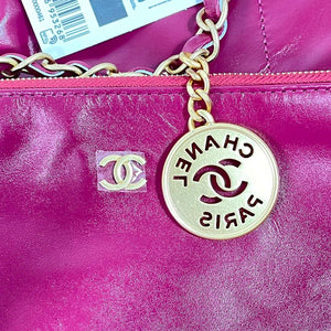 Chanel 22 Large Handbag Shiny Calfskin AS3262 Rose Red - Default Title - View 6