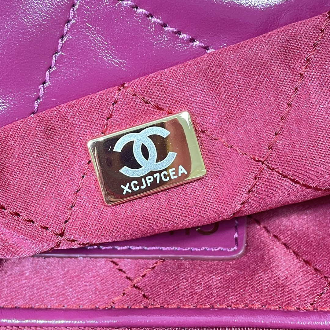 Chanel 22 Large Handbag Shiny Calfskin AS3262 Rose Red - Default Title - View 8