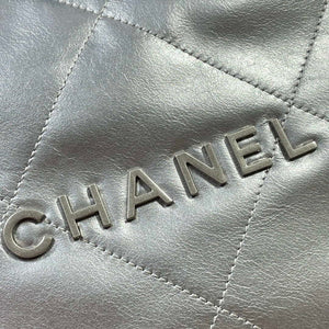 Chanel 22 Large Handbag Shiny Calfskin AS3262 Silver - Default Title - View 5