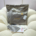 Chanel 22 Large Handbag Shiny Calfskin AS3262 Gray Silver - Default Title - View 1