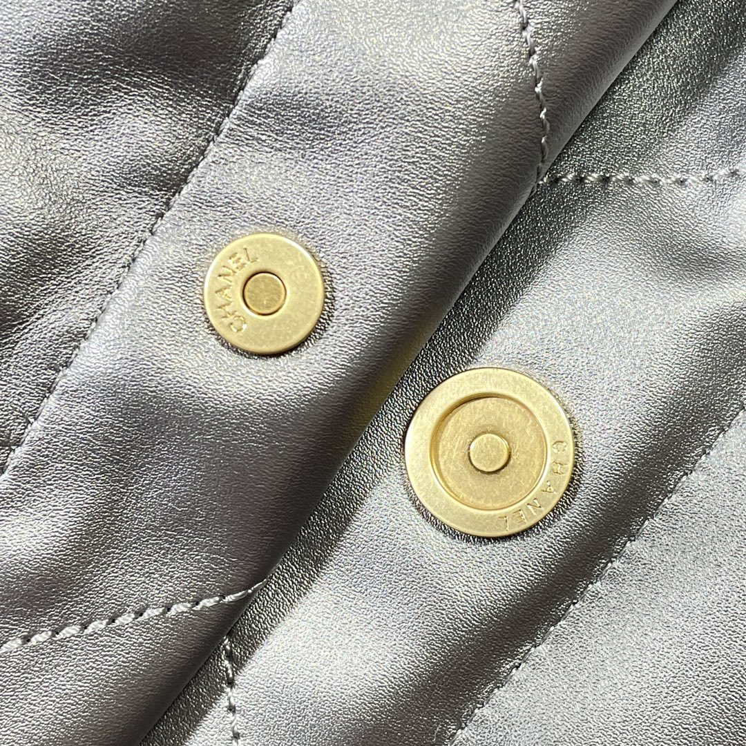 Chanel 22 Large Handbag Shiny Calfskin AS3262 Gray Silver - Default Title - View 9