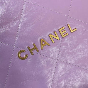 CHANEL 22 Large Handbag Shiny Calfskin Gold AS3262 Purple - Default Title - View 4
