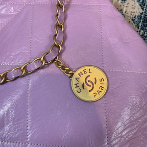 CHANEL 22 Large Handbag Shiny Calfskin Gold AS3262 Purple - Default Title - View 5
