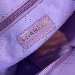 CHANEL 22 Large Handbag Shiny Calfskin Gold AS3262 Purple - Default Title - View 7