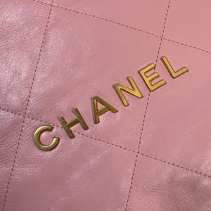 CHANEL 22 Large Handbag Shiny Calfskin Gold AS3262 Light Pink - Default Title - View 5