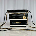 Chanel 22 Mini Handbag AS3980 Shiny Calfskin & Gold-Tone Metal Black & White - Default Title - View 1
