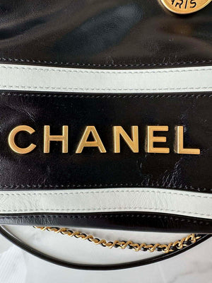 Chanel 22 Mini Handbag AS3980 Shiny Calfskin & Gold-Tone Metal Black & White - Default Title - View 7